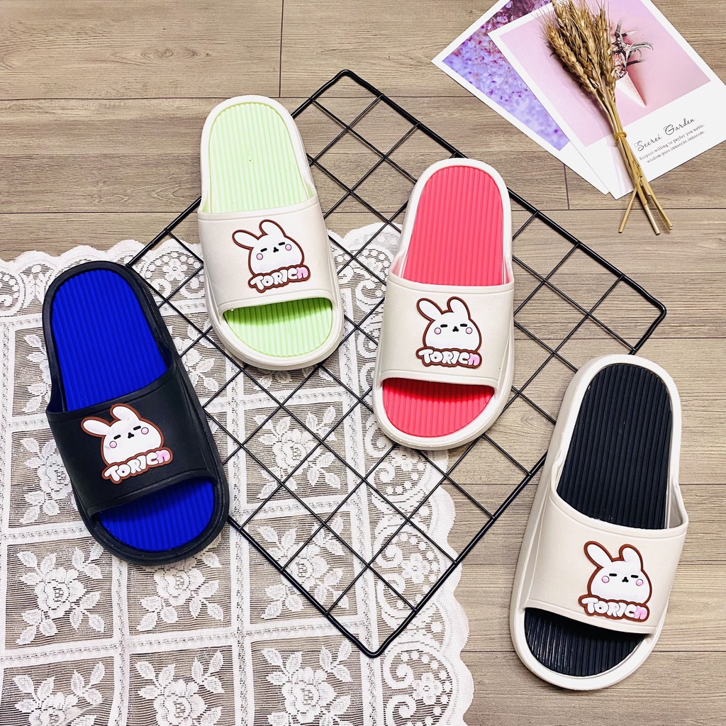 Dép quai ngang đế cao thỏ tori phối màu siêu cute cực êm chân đi nước thoải mái - TT389