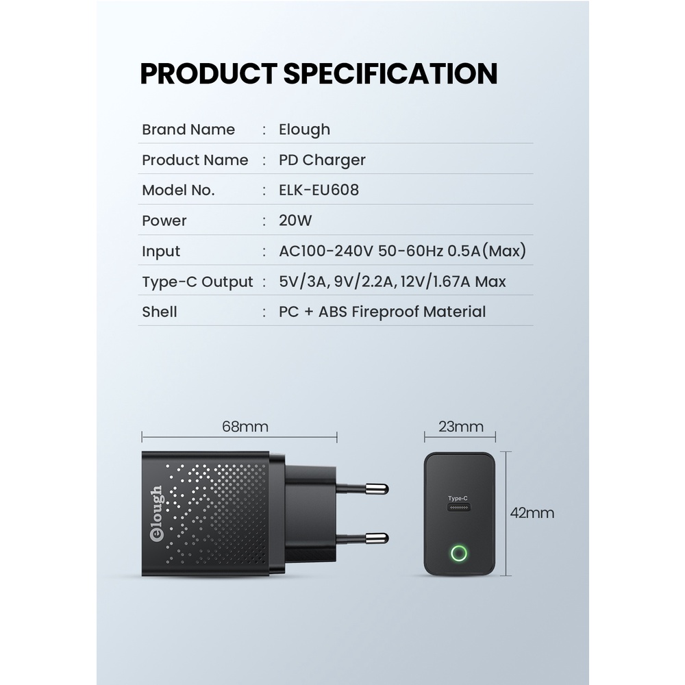 Cốc sạc nhanh TWITCH 20W type C 3.0 PD chất lượng cao chuyên dụng