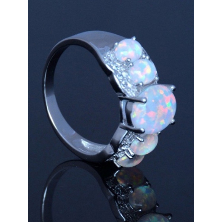 Nhẫn Bạc 925 Hình Quả Trứng Đính Đá Opal Thời Trang Cho Nữ