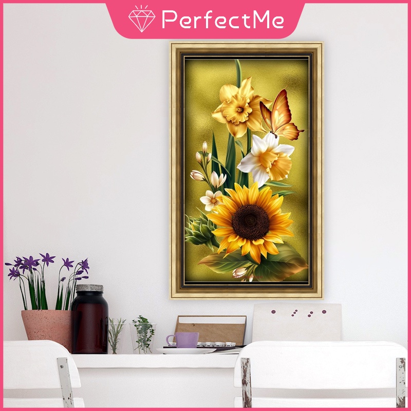 Bộ Tranh Đính Đá 5D Tự Làm 30x50cm Hình Hoa Hướng Dương