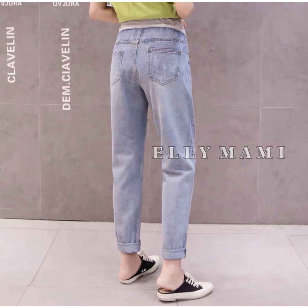 ( 40kg - 85kg ) Quần Bầu , Bigsize Jean Rách Form Dễ Mặc Thoải Mái Suốt Thai Kì &amp; Sau Sinh Thiết Kế Cao Cấp