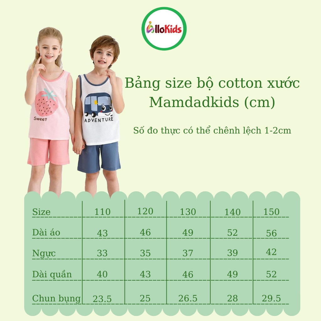 11-36kg Bộ cotton xước, sợi tre ba lỗ cho Bé trai, gái hãng Mamdadkid