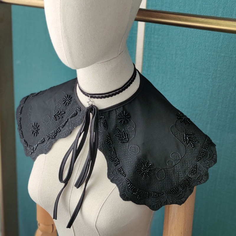 Cổ Áo Rời Dáng Ngắn In Họa Tiết Hoa Trang Trí Xinh Xắn Thời Trang Cho Nữ