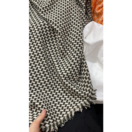 Dạ tweed nanh sói xanh phối trắng 180k/2m khổ 1,5