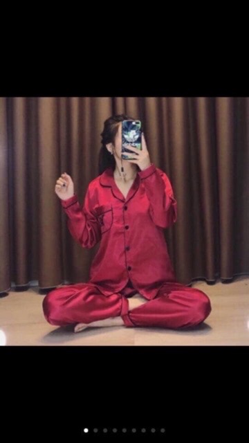 Bộ pizama lụa dài tay