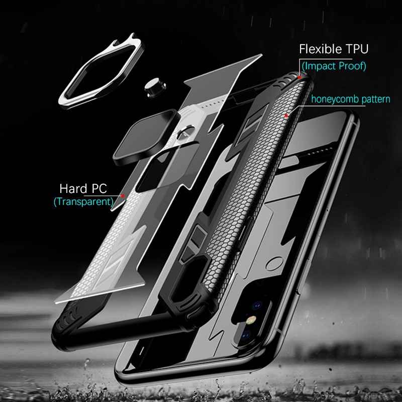 Ốp điện thoại trong suốt kiểu giáp chống sốc có vòng đỡ nam châm gắn xe hơi cho iPhone12 Pro Max iP12 Mini 11 Pro Max/11 Pro