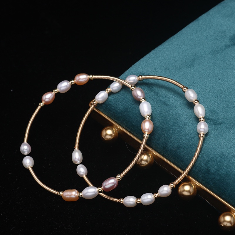 Vòng Tay Chuỗi Hạt Ngọc Trai Tự Nhiên Mạ Vàng 14k Thời Trang Cho Nữ