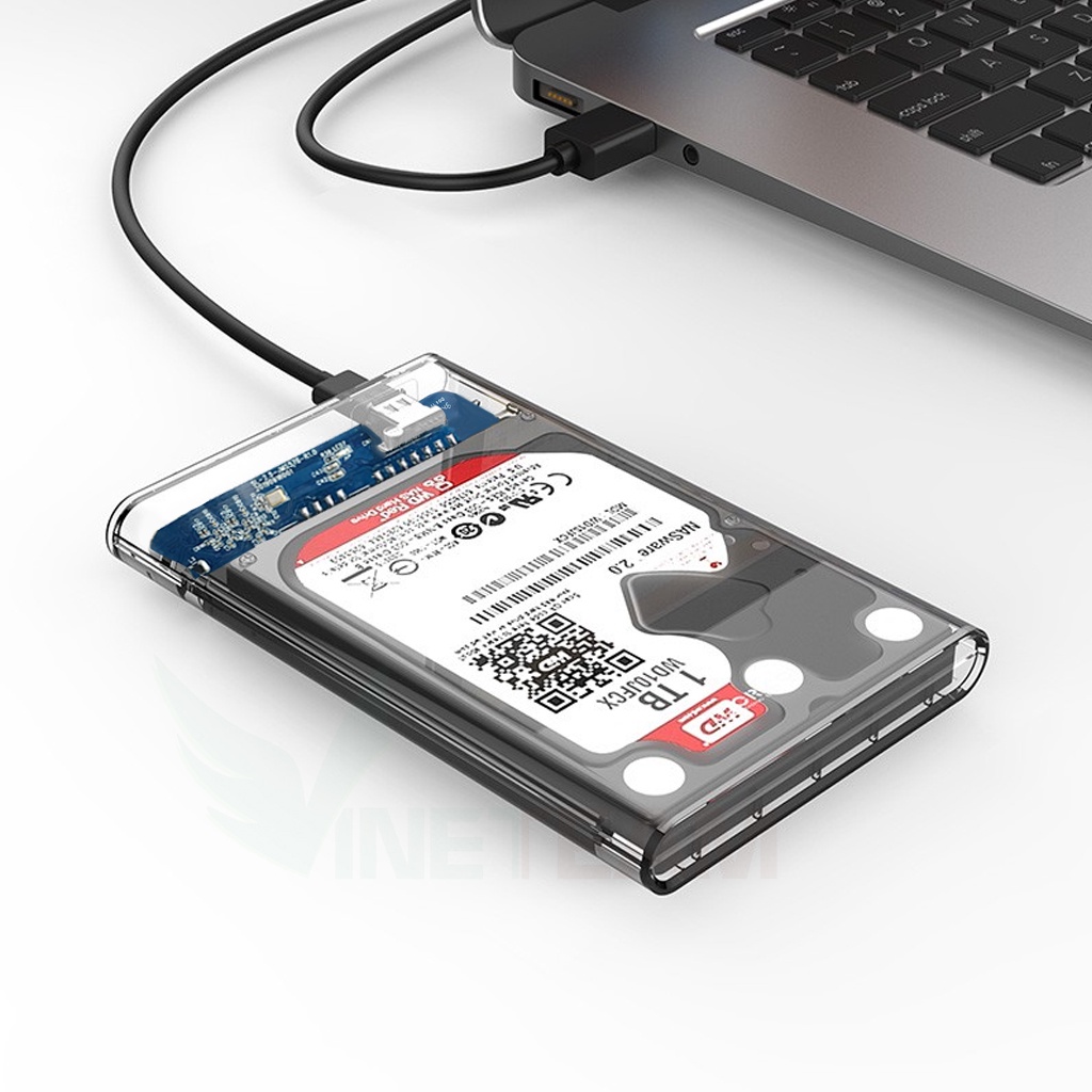 Hộp đựng ổ cứng trong suốt đầu Type-C usb 3.0, dùng cho ổ cứng 2.5 inch, HDD box, SSD box, ổ cứng di động -dc4721