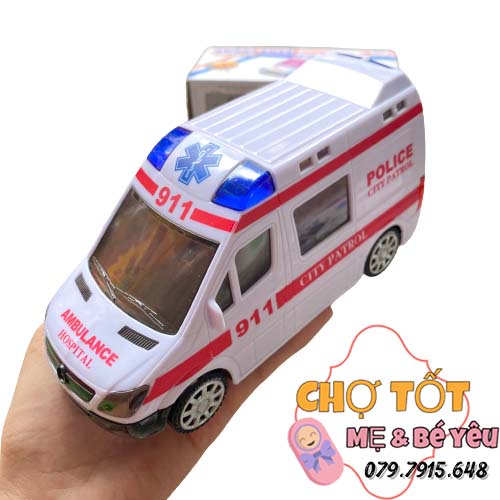 Đồ chơi xe cứu thương chạy pin có đèn và nhạc
