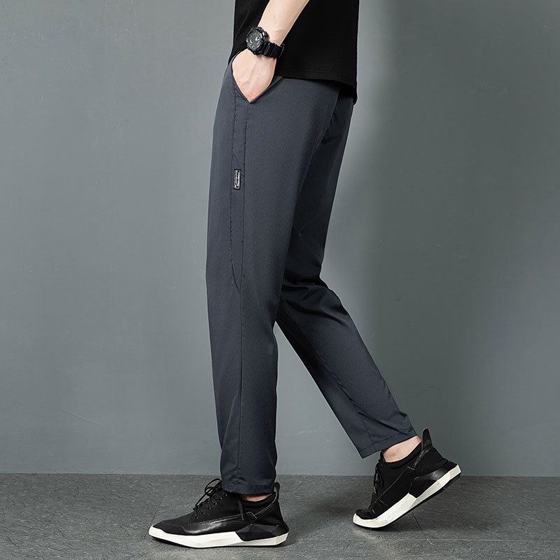 Quần Dài Chất Liệu Lụa Lạnh Mỏng Nhanh Khô Dáng Ôm Phong Cách Hàn Quốc Dành Cho Nam Giới