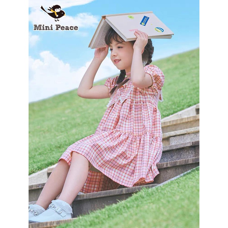 V77 - Váy kẻ hồng cổ thuỷ thủ bé gái