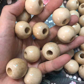 Hạt gỗ to 25mm phi 10 phủ bóng lỗ to hạt gỗ handmade, macrame