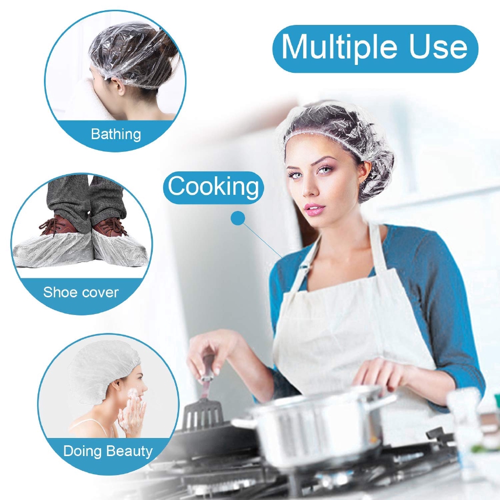 Set 100 Mũ Trùm Tóc Trong Suốt Dùng Một Lần Tiện Dụng