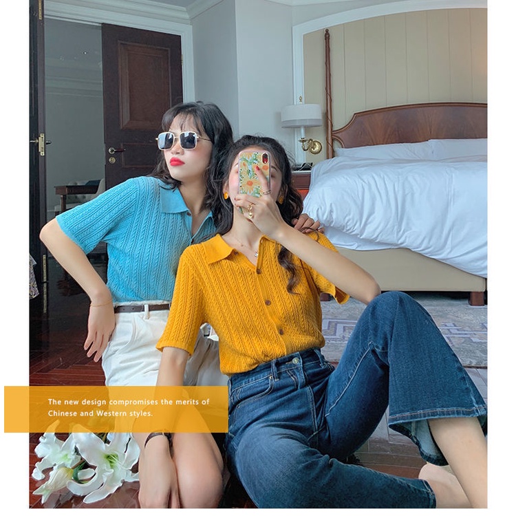 Áo Thun polo Mỏng Dáng Rộng Ngắn Tay Thời Trang Hàn Quốc Mới 2022