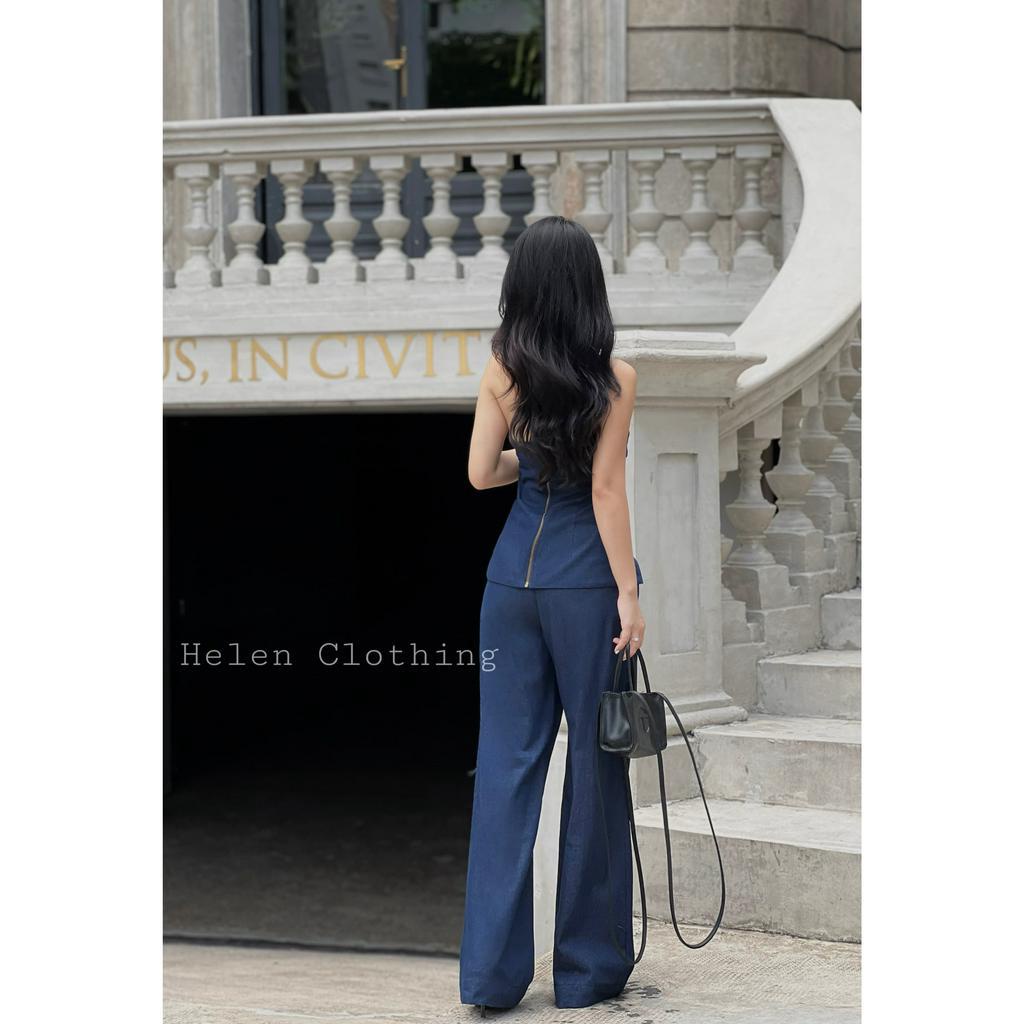 Set Cúp Ngực Quần Suông Tôn Dáng Chất Denim