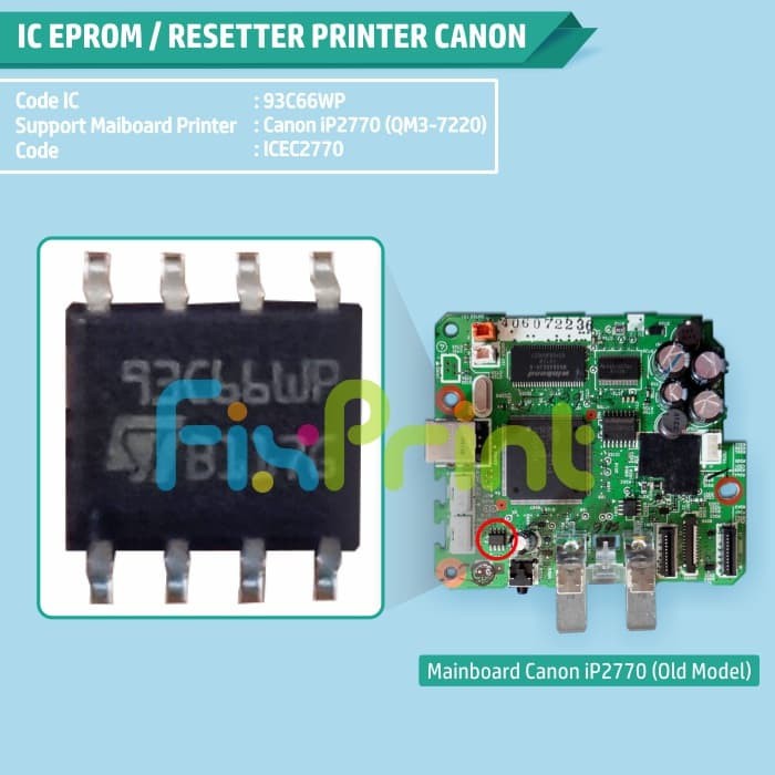 Eprom Ic Ip 2770 Canon- Ic Eprom Reset Canon Ip2770- Counter Ip2770 Fpterbaru2551 Ic