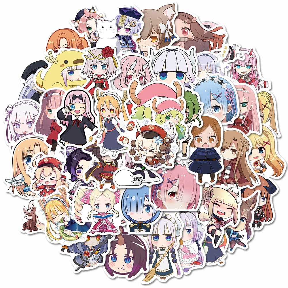 Bộ 50 Miếng Dán Trang Trí laptop Chống Thấm Nước Kiểu Hoạt Hình Dễ Thương