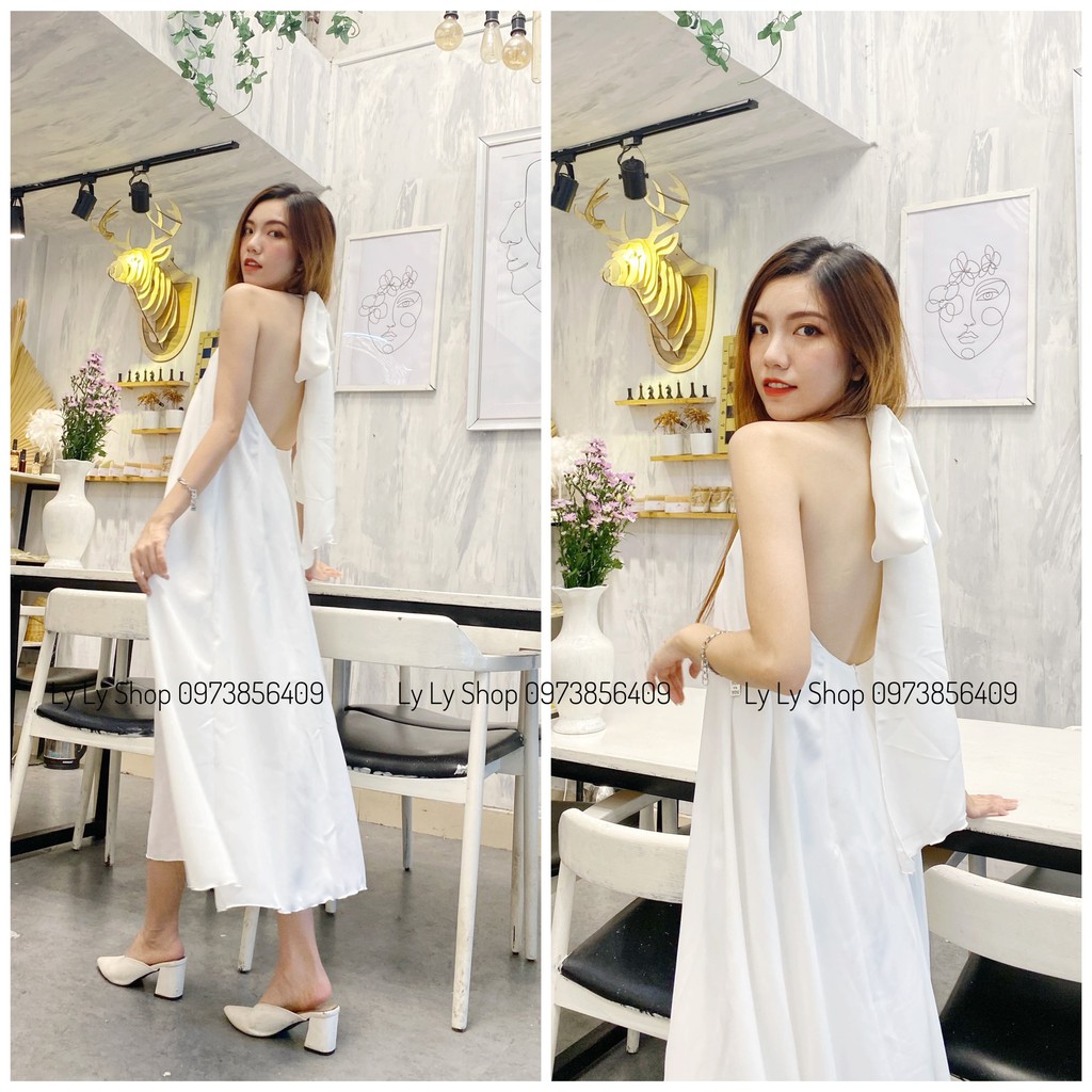 Đầm maxi hở lưng M03⚡FreeShip⚡ phù hợp dạo phố đi chơi