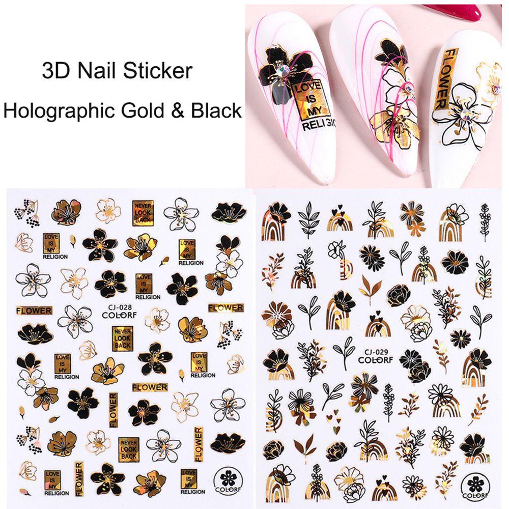 Sticker Dán Móng Hình Con Ong Màu Đen|Hoa Lá Giả Thiết Kế Dễ Thương Dùng Trang Trí