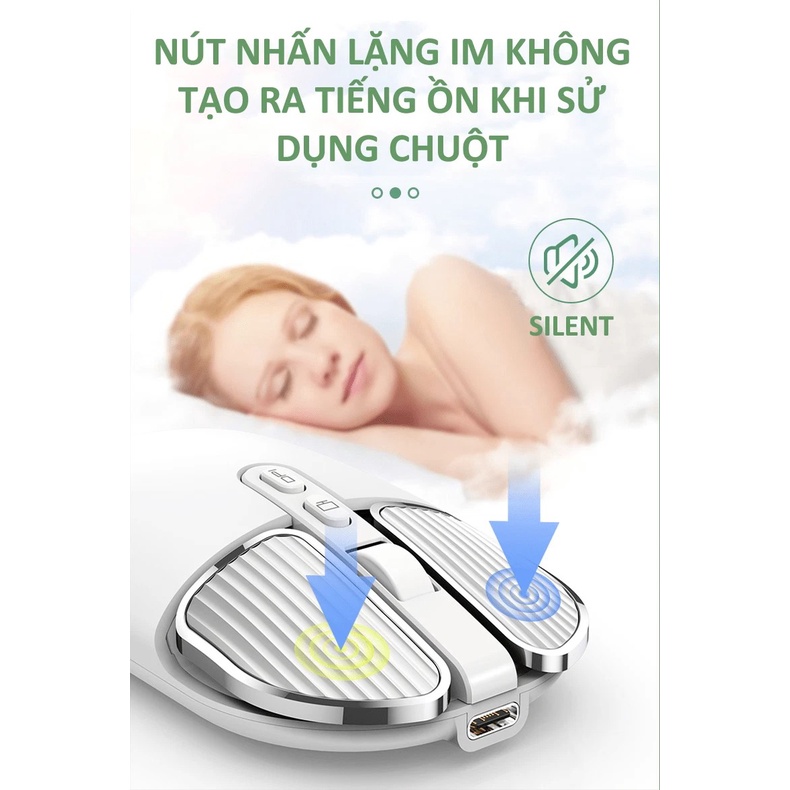 Chuột không dây FMOUSE M203 sạc pin siêu mỏng kết nối bluetooth và chip USB 2.4GHz dùng cho pc, laptop, tivi, điện thoại