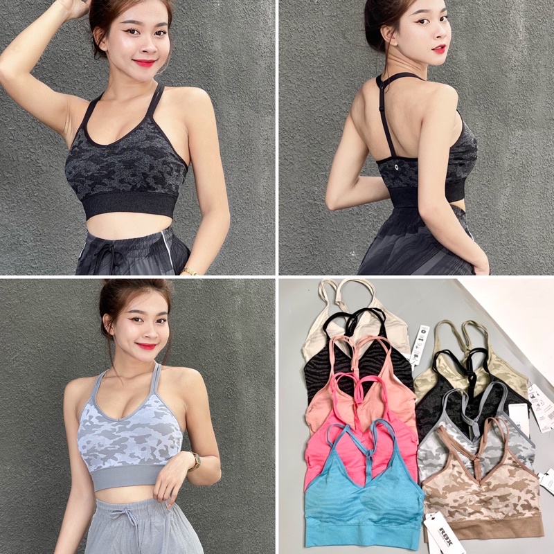 Áo Bra Tập Gym Yoga Nữ Dây Đôi RBX Rằn Ri Vải Dệt Kim Cao Cấp - RBX02
