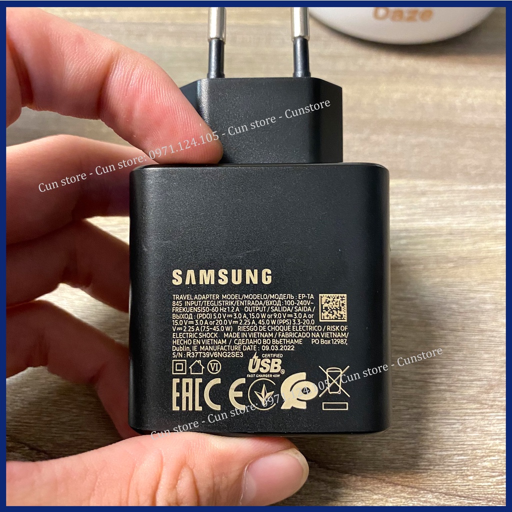 Sạc siêu nhanh Samsung 45W chính hãng cho Note10 plus/S20 Ultra/Tab S7 | Bảo hành 12 tháng