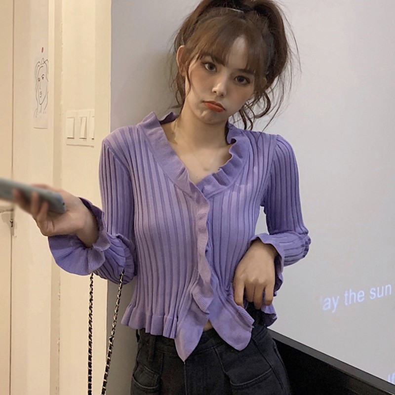 Áo Cardigan Dệt Kim Tay Dài Phối Nút Thiết Kế Cổ Chữ V Hợp Thời Trang | BigBuy360 - bigbuy360.vn