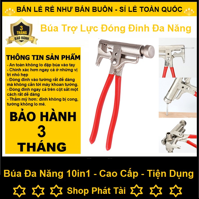 BÚA ĐÓNG ĐINH ĐA NĂNG 10 TRONG 1 KIÊM KÌM GIỮ ĐINH  – Búa Trợ Lực Đa Năng