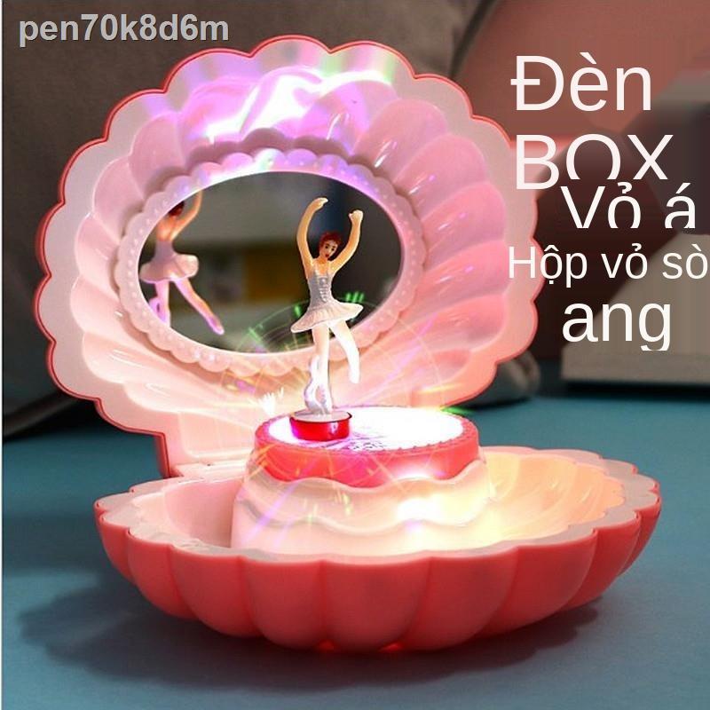 ☫Sáng tạo nhấp nháy ánh vỏ ba lê cô gái nhảy múa đồng hồ hộp âm nhạc đựng đồ trang sức quà tặng sinh nhật cho trẻ em