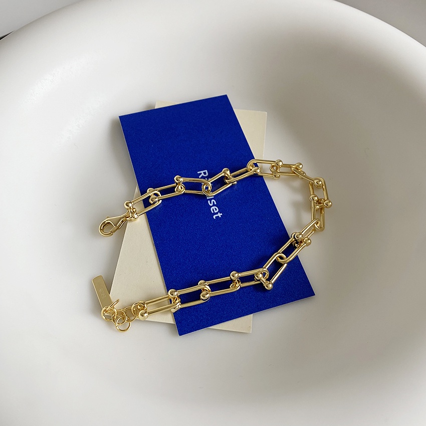 Vòng Tay Dây Xích Dạng Chữ U Đơn Giản Thời Trang Cho Nam Nữ