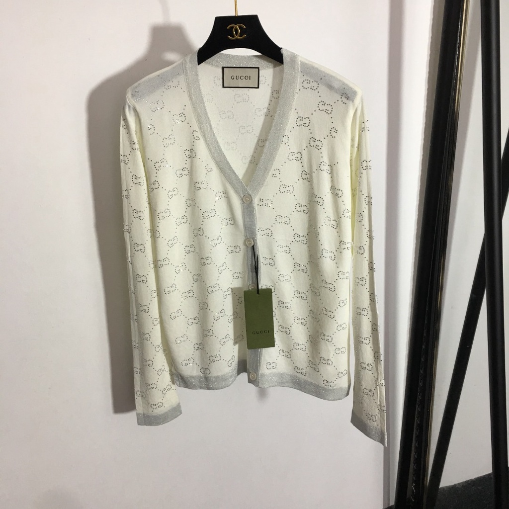 Áo khoác cardigan nữ thời trang cao cấp Gucci GG GC họa tiết logo, phong cách thời thượng