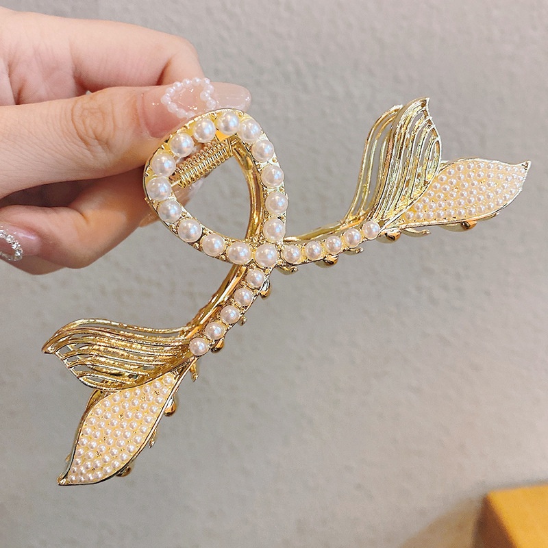 (MớI) Kẹp TóC HìNh Cá MậP ĐíNh NgọC Trai Giả