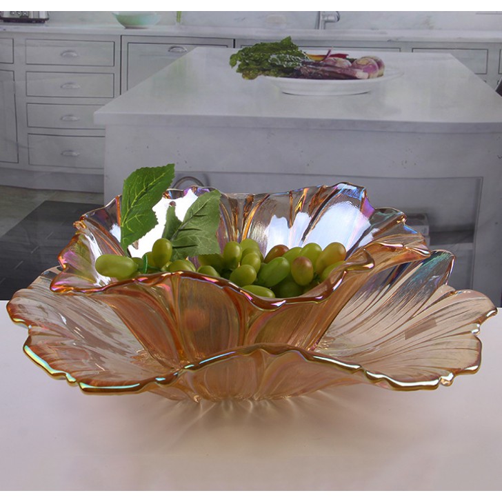 Set 2 đĩa đựng hoa quả pha lê