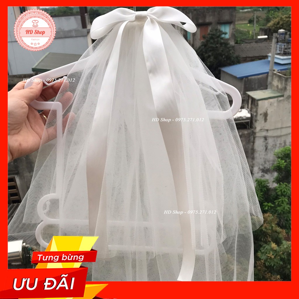 Lúp voan cô dâu 💖FREESHIP💖 Lúp cô dâu nơ ruy băng cho nàng, cho bé cực xinh kẹp mỏ vịt dễ kẹp và dễ tháo