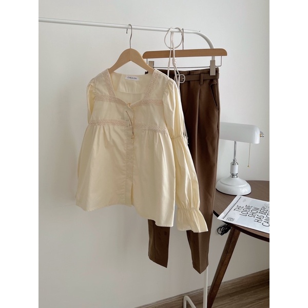 Áo babydoll viền ren bo tay 1609