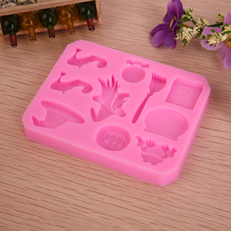 Khuôn Silicone Làm Bánh Hình Quả Bí Ngô / Giày Phù Thủy / Cây Chổi Halloween Độc Đáo