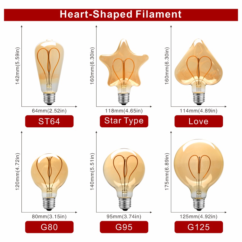 Bóng Đèn LED E14 E27 4W 220V C35 A60 T45 ST64 T185 T225 G80 G95 G125 Thiết Kế Cổ Điển Đẹp Mắt