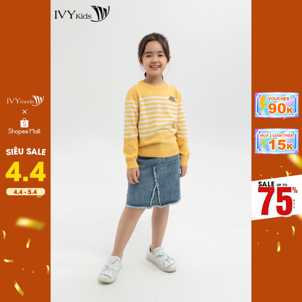 [NHẬP WABRTL5 GIẢM 10% TỐI ĐA 50K ĐH 250K ]Áo len kẻ ngang Princess bé gái IVY moda MS 58G0780