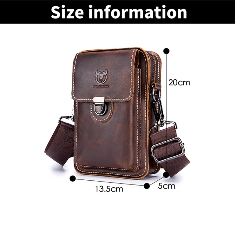 Túi Da Bò Đeo Hông Đựng Điện Thoại Đa Năng Cá Tính Cho Nam