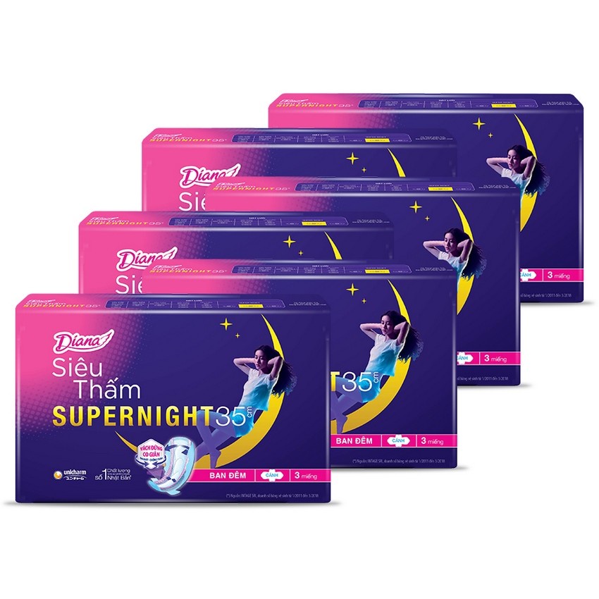 Combo 6 gói Băng vệ sinh Diana Super Night 35cm