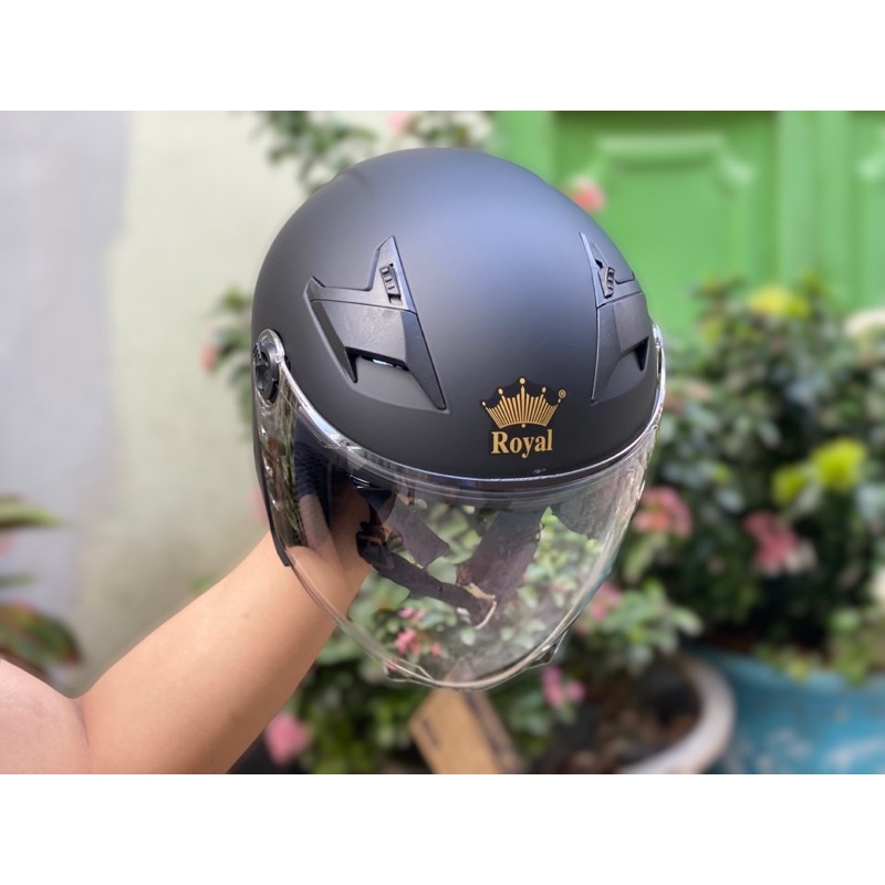 MŨ BẢO HIỂM 3/4 2 KÍNH ROYAL M268 ĐEN NHÁM, TẶNG BỘ LOGO KYT và bảo hành 12 tháng