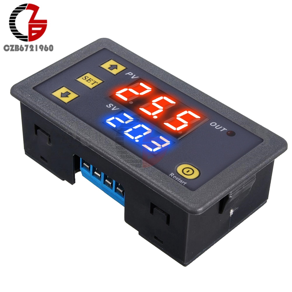 AC 110V 220V 12V Digital Time Delay Relay Dual LED Display Cycle Timer Control Switch Adjustable Timing Relay Time Delay Switch