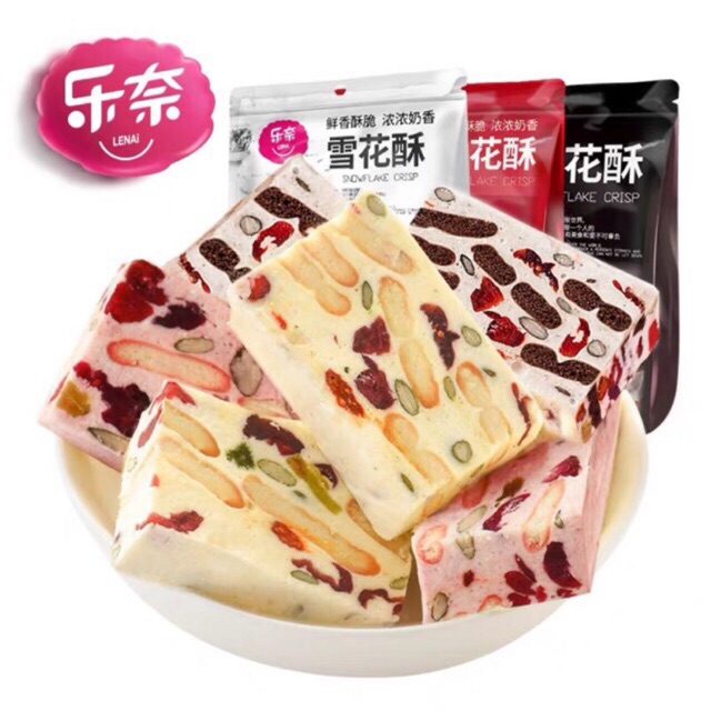 Kẹo Phô mai Nougat Mix 3 vị matcha, sữa ,choco, các loại quả và hạt giảm cân