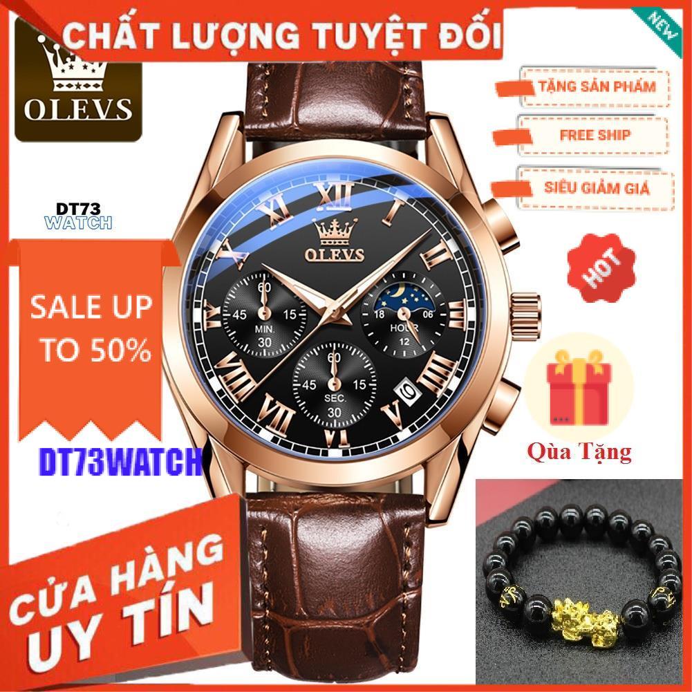 Đồng hồ đeo tay nam OLEVS 2871 cao cấp,chống nước,chống xước,có dạ quang,dây da,đẹp,giá rẻ,mặt tròn