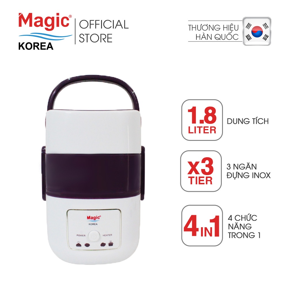 Hộp nấu và hâm cơm 03 tầng Magic Korea A06 (Trắng)