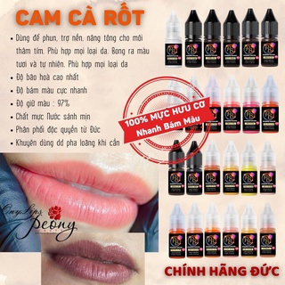 Mực phun xăm Hữu Cơ, CAM CÀ RỐT và 20 màu Mực Nước phun xăm Thẩm Mỹ
