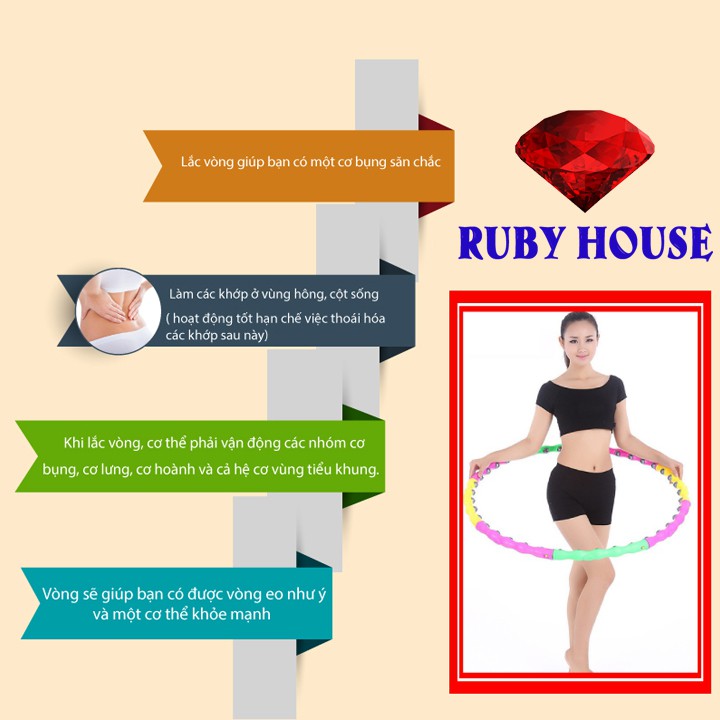 Vòng lắc eo Hula hoop, vòng lắc eo giảm mỡ bụng hiệu quả-Ruby House