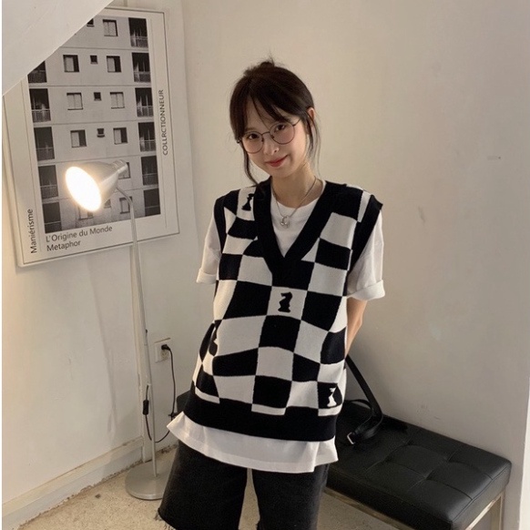 Gile Len Nữ GUMAX Ullzang, Áo Gile Len Caro Cổ Chữ V Hàng Quảng Châu Thời Trang Cao Cấp | BigBuy360 - bigbuy360.vn