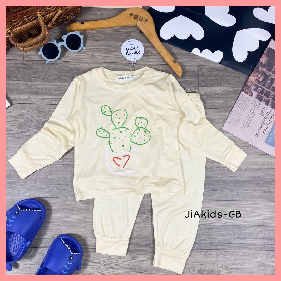 Bộ Thun Lạnh Dài Tay Cho Bé Trai Bé Gái 8-19kg -TD-IN61 In Hoạ Tiết Tối Giản Chất Vải Thoáng Mát