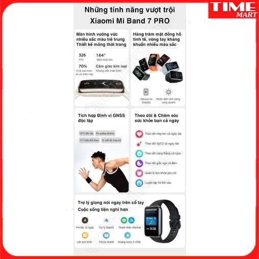 [CHÍNH HÃNG] Đồng hồ, Vòng đeo tay thông minh Xiaomi Mi Band 7 Pro GPS độc lập. Sang trọng với mọi lứa tuổi [TIME_MART ]